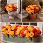 Artificial Fall Flowers Mums Plants for Outdoor, UV Resistant Faux Marigold