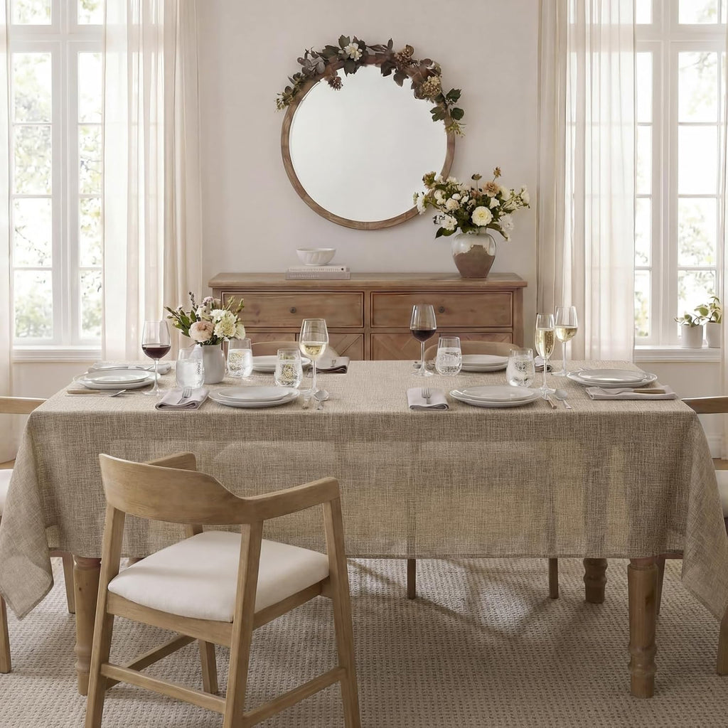NOVILYS Rectangle Tablecloth with Linen Textured, 60 x 84 Inch, Brown