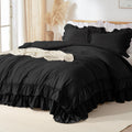 Ruffled Comforter Set Queen Size, 3-Piece Shabby Chic Bedding