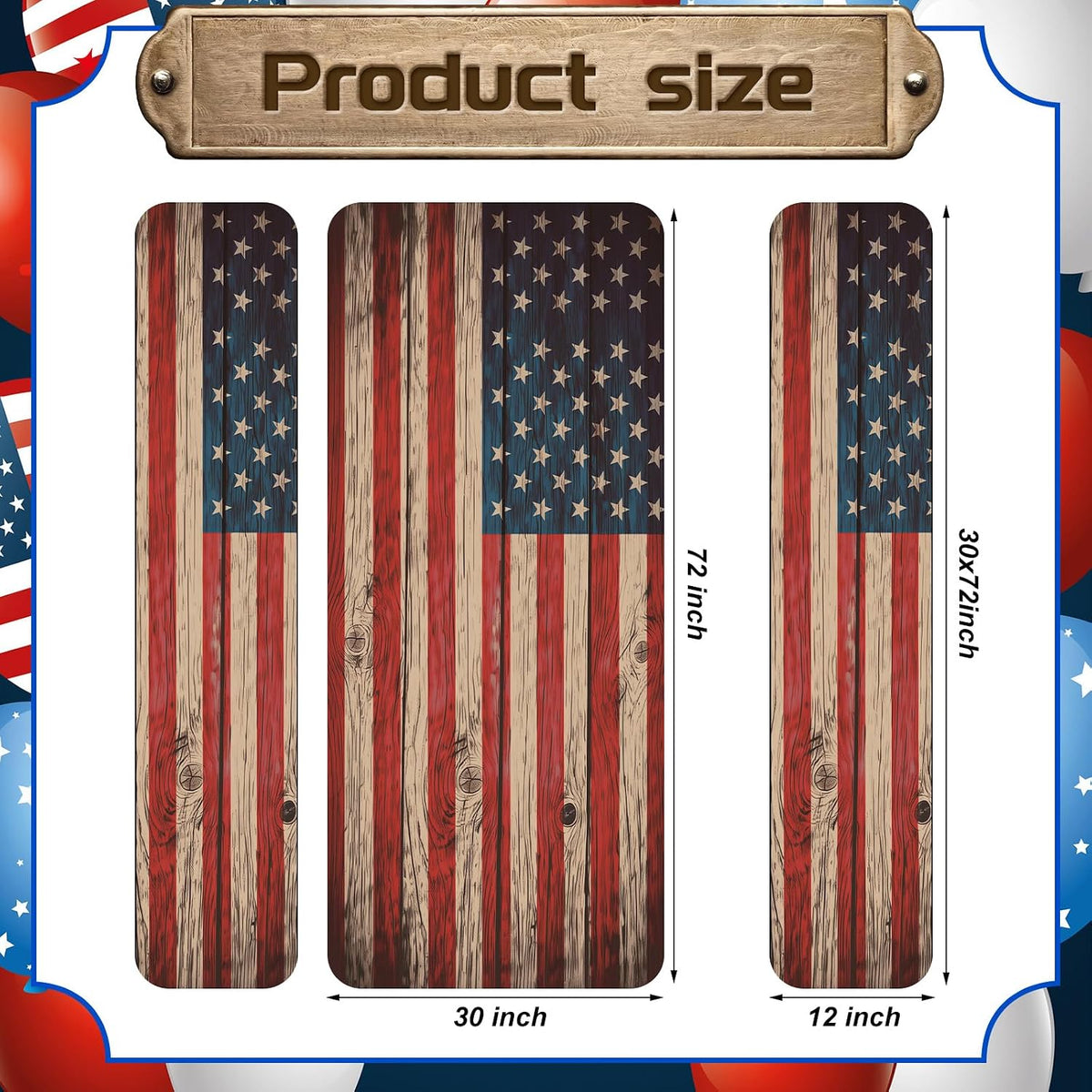 Chumia 3 Pcs American Flag Theme Picnic Table Cover with Bench Covers