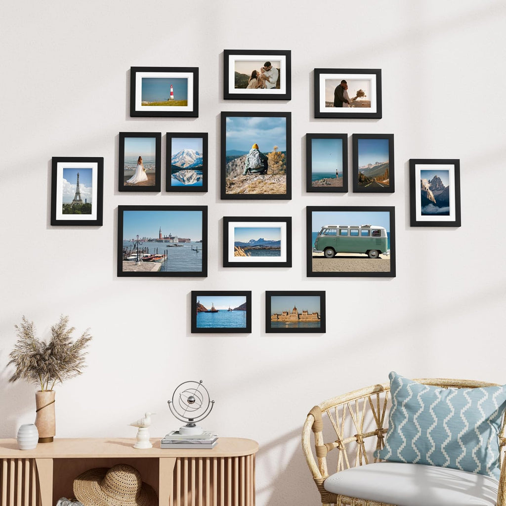 Vittanly 15 Pack Picture Frames Collage Wall Decor, Wall/Tabletop Display