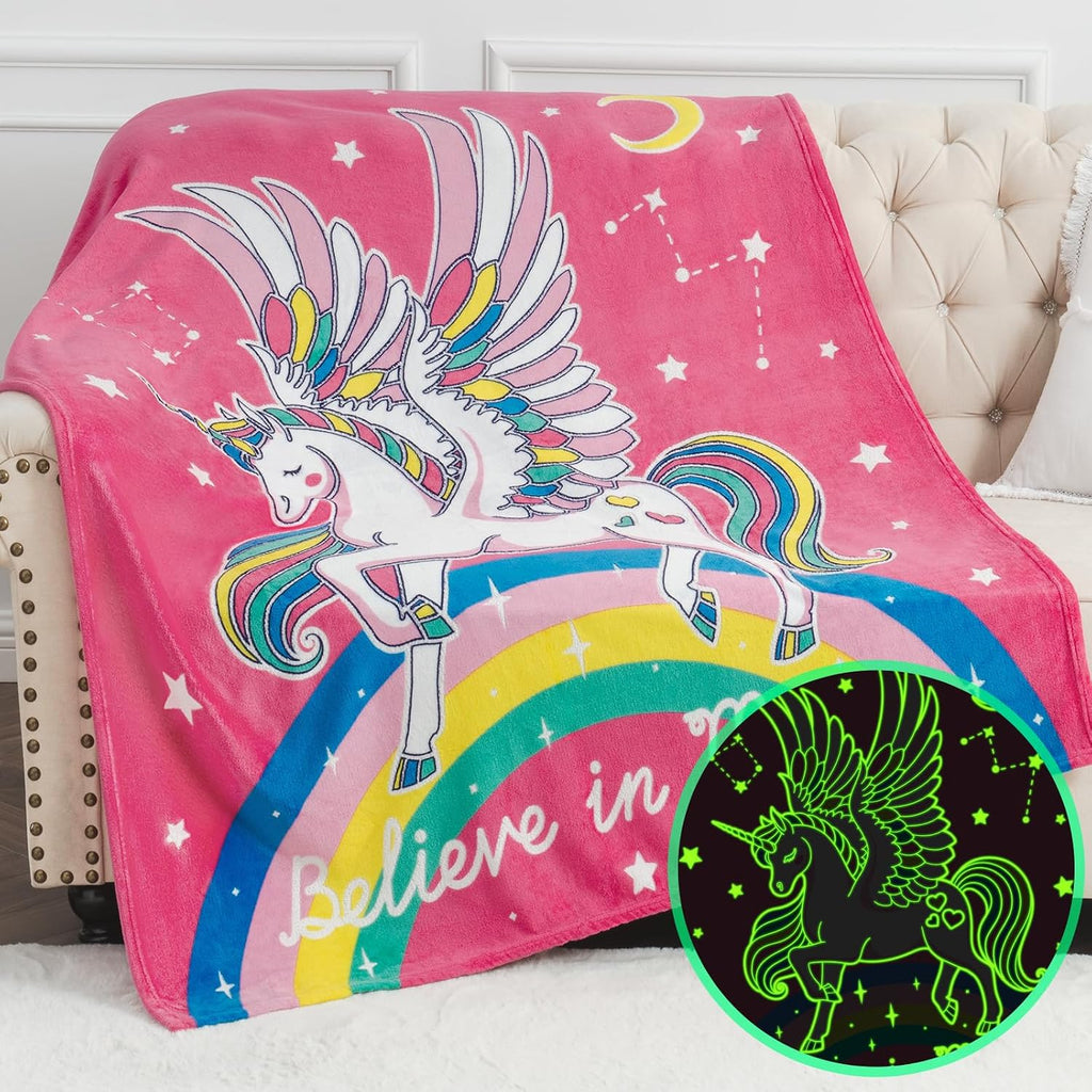 Levens Glow in The Dark Gaming Blanket for Boys - Christmas Easter Valentine's Gifts Toys for Teens, Gamer Stuff Controller Throw Decor Presents Kids Age 8 9 10 11 12 13 14 15 Year Old Boy 50"x60"