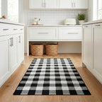 Black and White Buffalo Plaid Rug 3’x 5’, Halloween Door Mat, Washable Layering Rug for Front Door Entryway Porch Indoor Outdoor