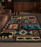 YIHOUSE Rustic Cabin Area Rug 4x6, Machine Washable Lodge Bear Rug, Non-Slip - Image 4
