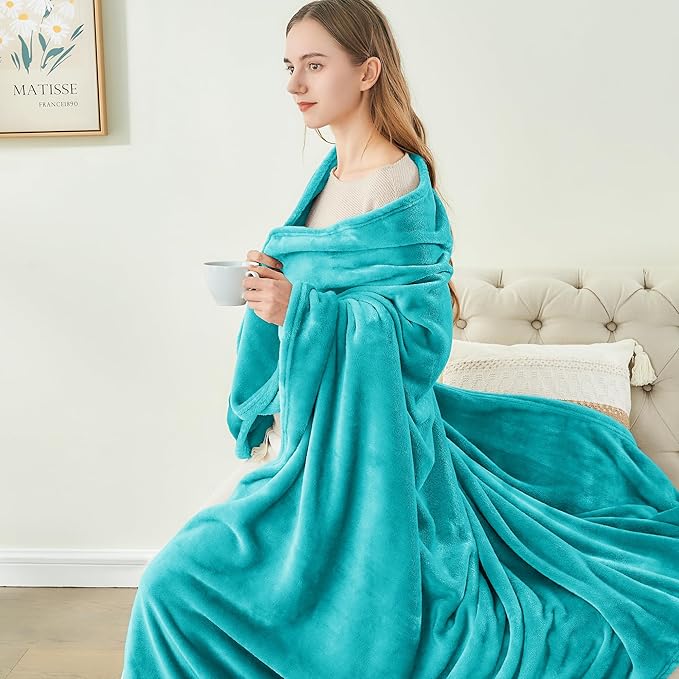 BEDELITE Fleece Blanket Teal Throw Blanket - Image 4