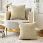 MIULEE Pack of 2 Beige Throw Pillow Covers 16x16 Inch Soft Chenille Pillow - Image 5