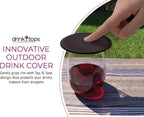 Drink Tops Tap & Seal Outdoor Drinking Glass Cover - Gently Suctions to Glasses to Keep Particles Out & Reduce Splashing - For Wine Glasses, Coffee & Tea Mugs, Beverage Glasses & More - 4pk