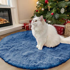 OLANLY Blue Round Rugs for Bedroom by OLANLY