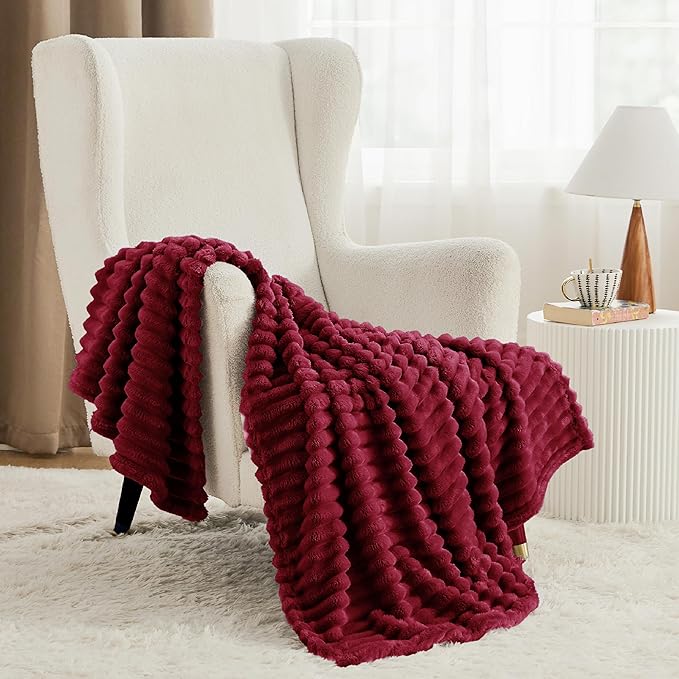 Bedsure GentleSoft Red Blanket for Couch - Image 2