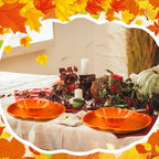 Tioncy 4 Pcs 9 Inch Pumpkin Shaped Plates and 5 Inch Fall Ceramic Bowls Set
