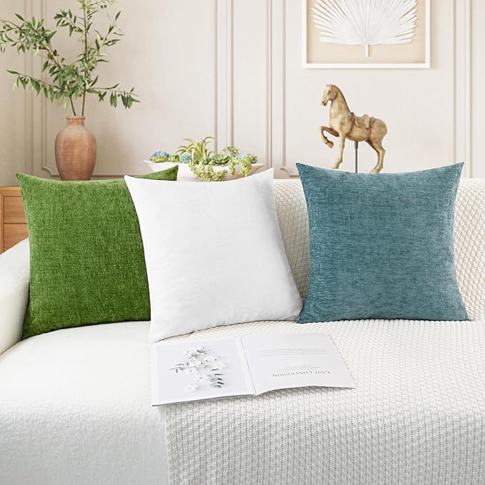 CaliTime Throw Pillow Covers Decorative 18 X 18 Inches Pack of 2 Cozy Chenille - Image 5