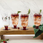 Pfaltzgraff Winterberry 4-Piece Hand-Painted Glass Water Goblets 14 oz