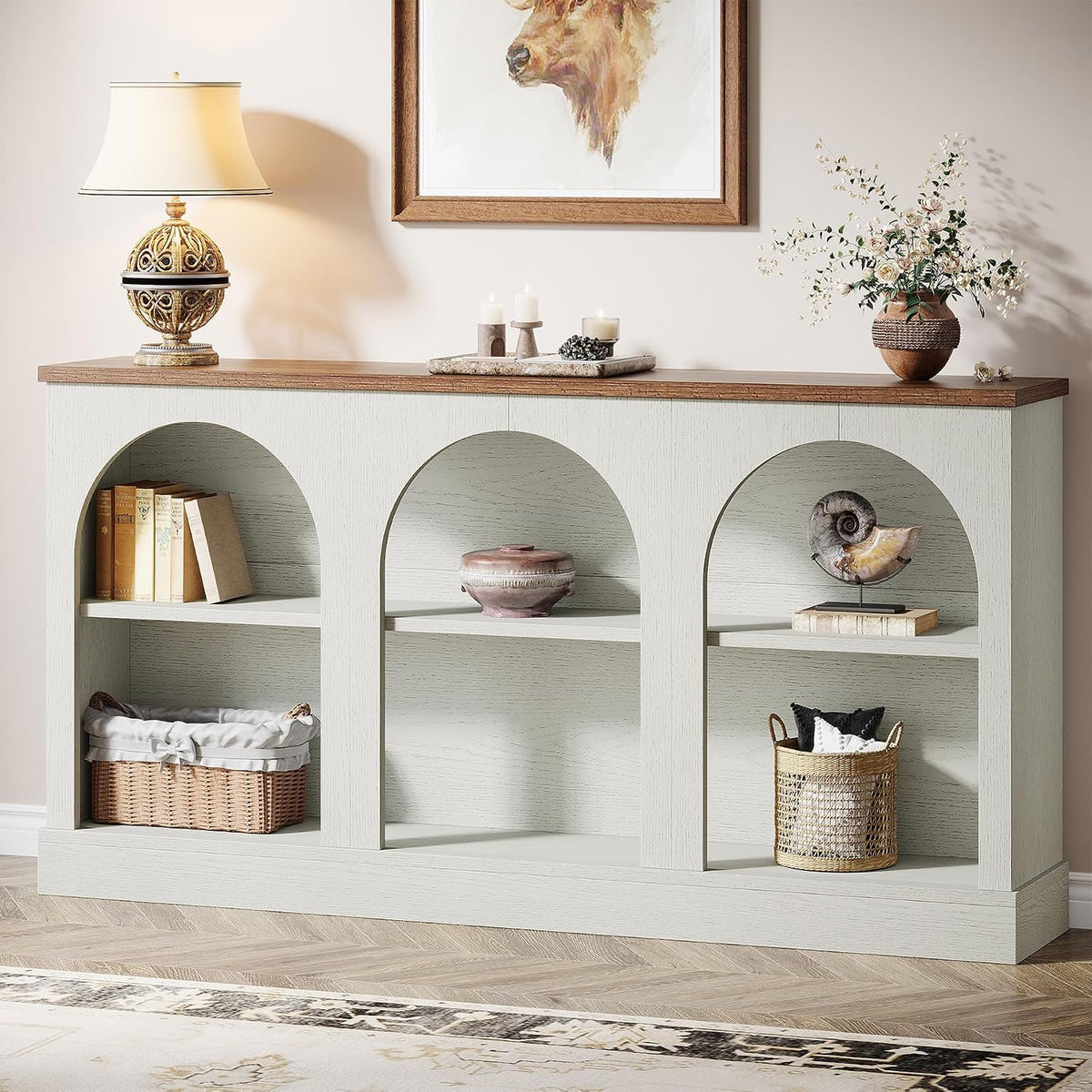 Tribesigns Console Table with Storage, 63" Long Arched Entryway Table