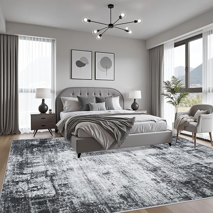 10x14 Area Rug Living Room Rug: Washable Modern Abstract Soft Thin Rug Indoor - Image 3