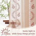 jinchan Belrose Linen Curtains for Bedroom Floral Curtains 84 Inch Length Linen - Image 5