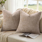 decorUhome Oatmeal Chenille Throw Pillow Covers 20x20 Set of 2 Textured Soft - Image 9