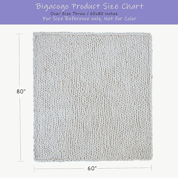 Bigacogo Chunky Knit Throw Blanket - Image 2