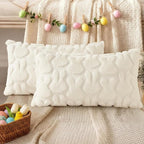decorUhome Easter Bunny Pillow Covers 12x20 Inch Set of 2, Soft Plush Faux Wool - Image 8