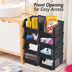 Skywin Stackable Storage Bins Open Front for Pantry Storage, 4 Pack - Black