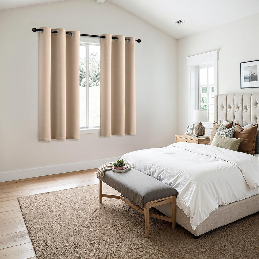 MIULEE Blackout Curtains for Bedroom 2 Panels 40 x 63 Inch Long Beige