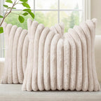 decorUhome Summer Cozy Faux Fur Throw Pillow Covers 24x24 Set of 2 Decorative by decorUhome