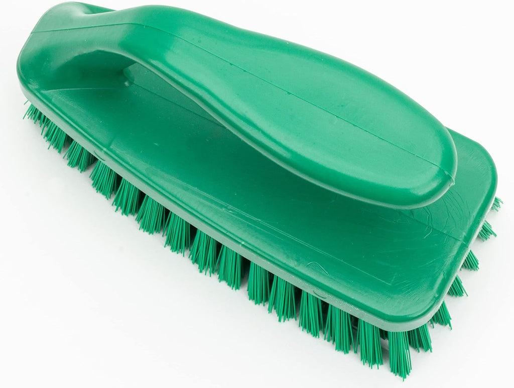 SPARTA Scrub Brush with Iron Shaped Handle and Stiff Bristles, Heavy Duty Scrubber Brush for Kitchen, Bathroom, Shower, Tile, Sink, Carpet and Bakepans, Polypropylene, 6 Inches, Green