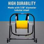 Jonard Tools CC-2721WS High Durability Steel Cable Caddy with Wheels and Pull Strap, Holds Cable Reels Up to 20” Diameter and 100 lbs Capacity,Black