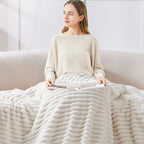 BEDELITE Full Size Blanket for Bed, 300GSM Soft & Warm Fleece Cream White - Image 3