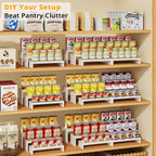 2-Set DIY Bamboo Can Organizer for Pantry, 3-Tier Can Display Rack, White