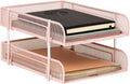 Mind Reader Stackable Paper Tray, Desktop Organizer, File Storage, Office, Metal Mesh, 2 Pcs, Pink