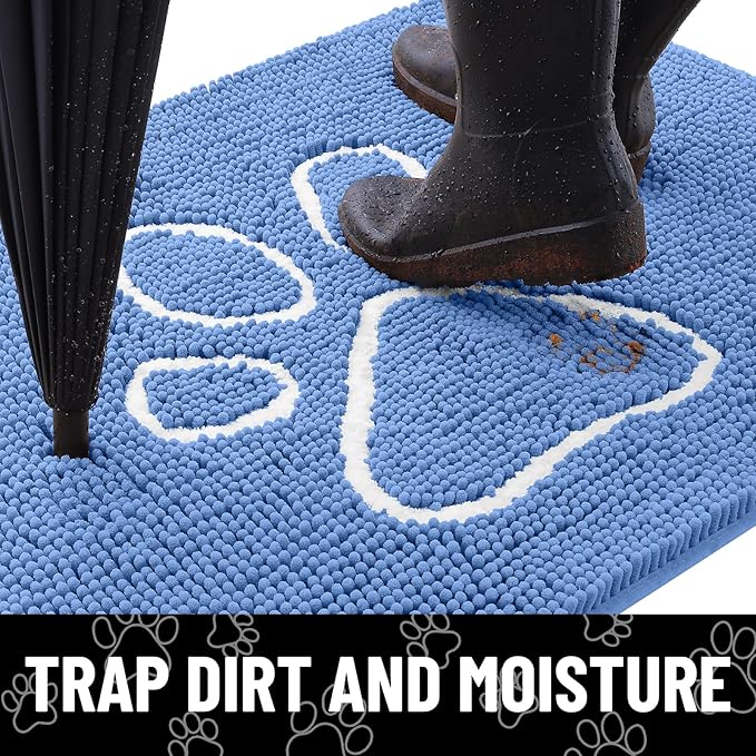Smiry Dog Door Mat for Muddy Paws, Absorbent Dirt Trapper Non Slip Quick Dry - Image 2