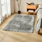 duduta Grey Faux Sheepskin Fur Rug 3x5 ft, Fluffy Shag Bedroom Dorm Nursery by duduta