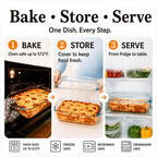 Borosilicate Glass Baking Dish with Glass Lid (3.2, Quarts)