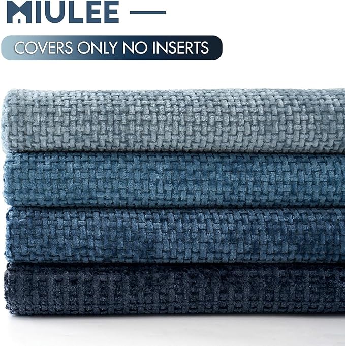 MIULEE Pack of 4 Couch Throw Pillow Covers 26x26 Inch Neutral Blue Soft - Image 6