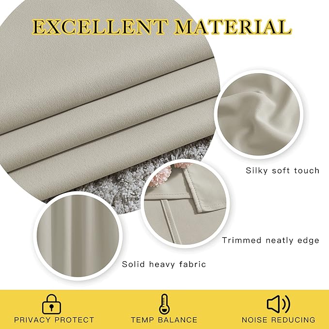 NICETOWN Natural Blackout Curtains 63 inch Long - Image 4