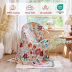 MSGKV Boho Throw Blanket for Bed Twin Size 100% Cotton Floral Blanket 60"x80" - Image 2