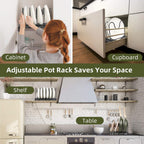 ROOHUA Pot and Pan Lid Organizer Rack for Under Cabinet, 12"-23" Expandable