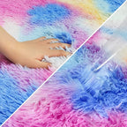 Small Fluffy Colorful Rug for Bedroom Girls 3x5 Kawaii Rainbow Tie Dye Area Rug - Image 6