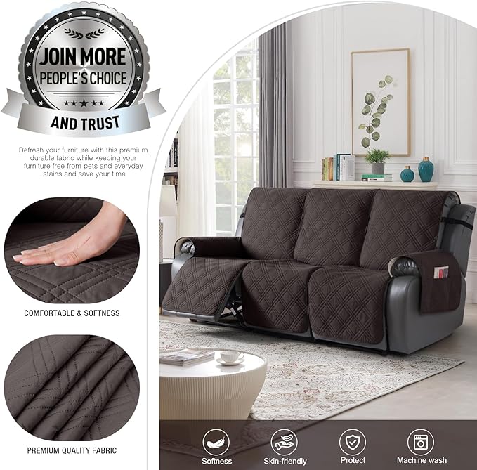 TAOCOCO 100% Waterproof Recliner Sofa Covers 3 Seater, Split Couch Covers - Image 2
