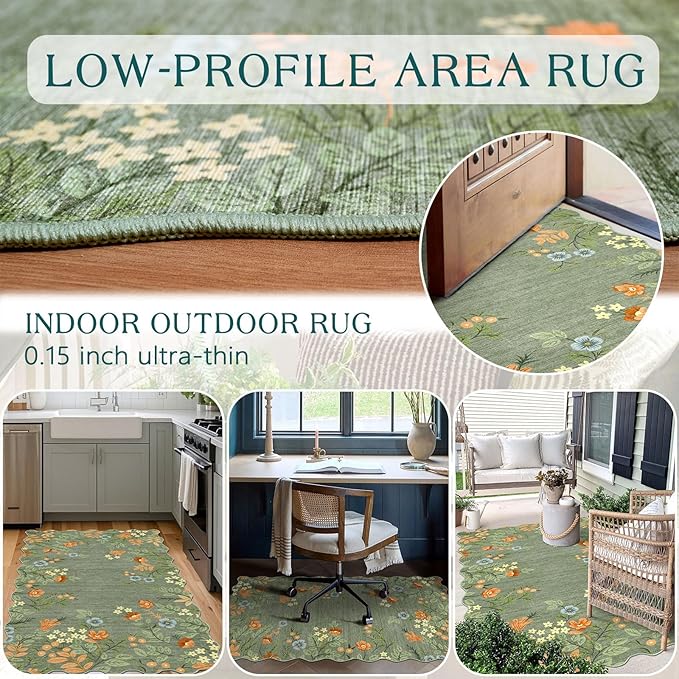 Sage Green Floral Entry Rug - Image 4