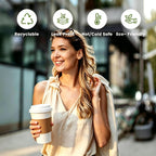 16 oz coffee cups with lids 100 Pack,disposable coffee cups with lids,Sleeves, and Stirrers,Hot/Cold Beverage Drinking Cup for Water, Juice or Tea, Suitable for Home, Shops and Cafes