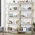 Shintenchi 2 Pieces 5 Tiers Bookshelf, Classically Tall Bookcase Shelf