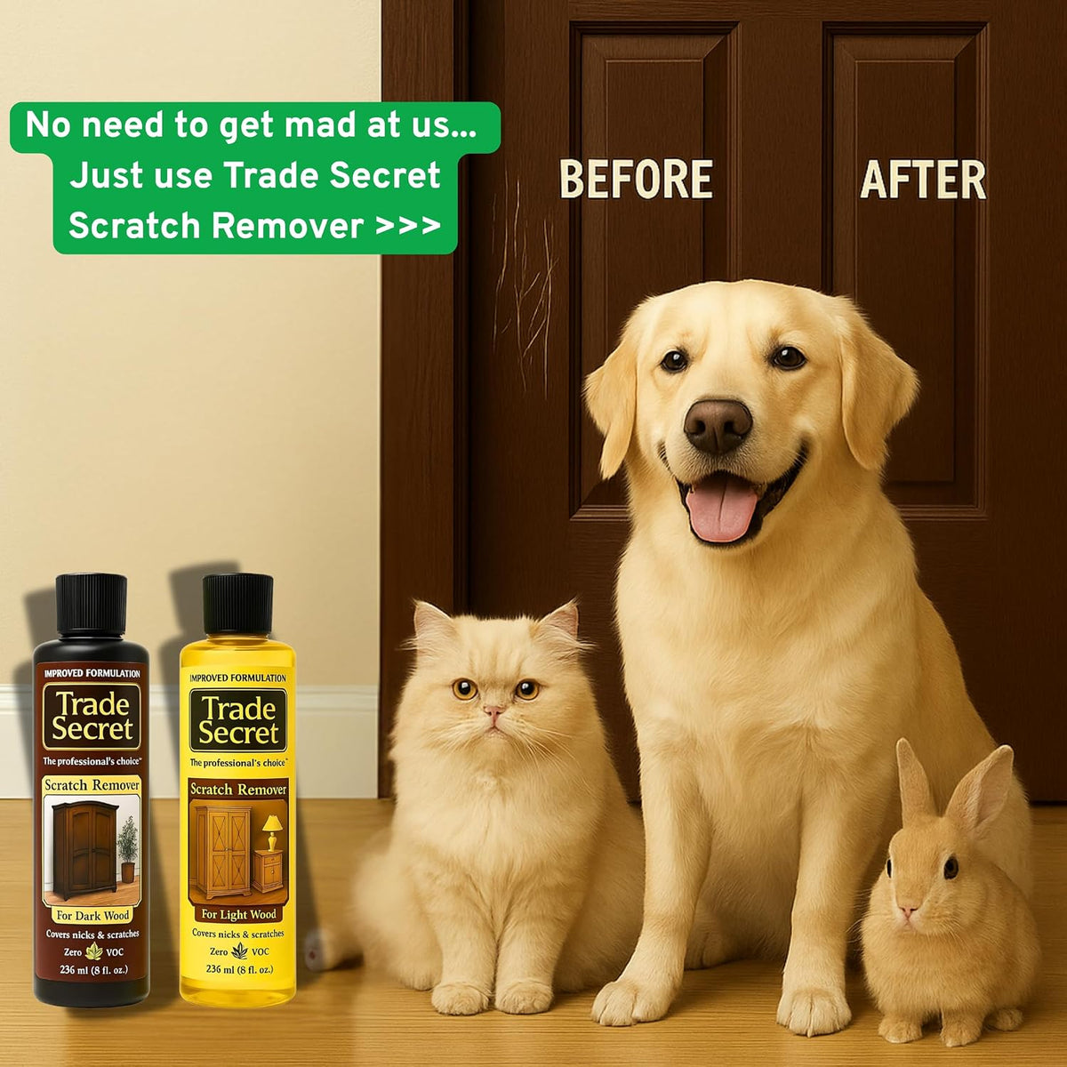 Trade Secret Wood Scratch Remover 2 Pack, Light and Dark, 8 oz, 2 Count