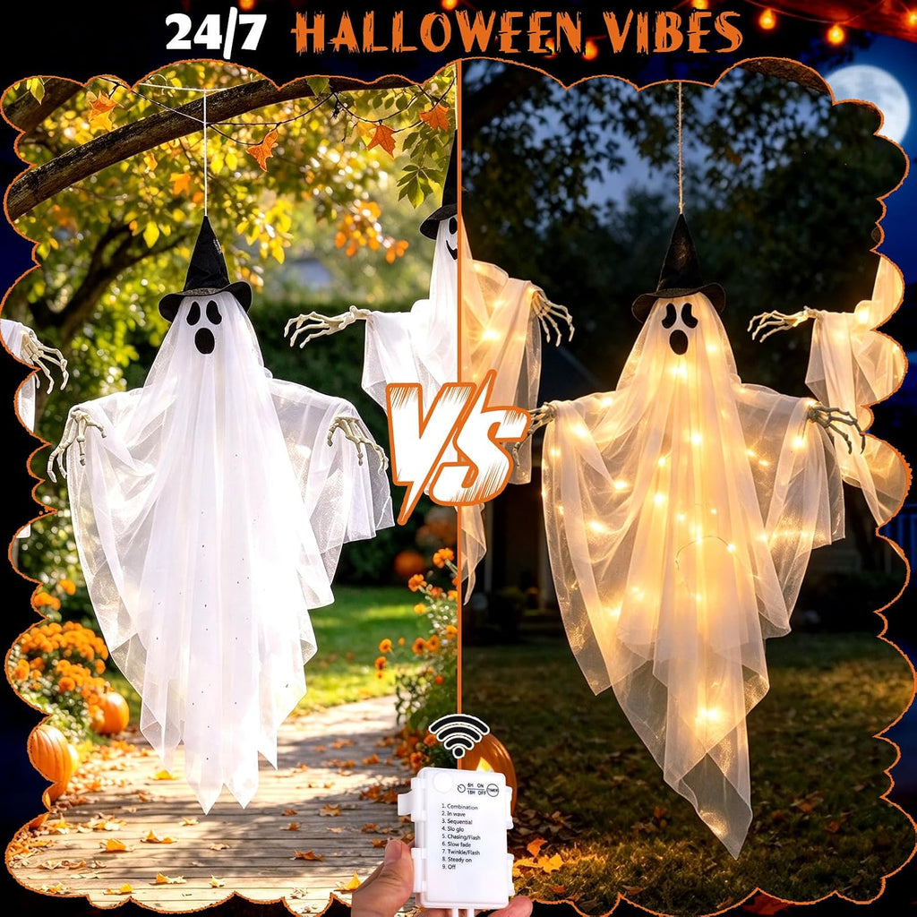Swinging Hanging Ghosts, Halloween Decorations, Ghosts for Trees Outdoor
