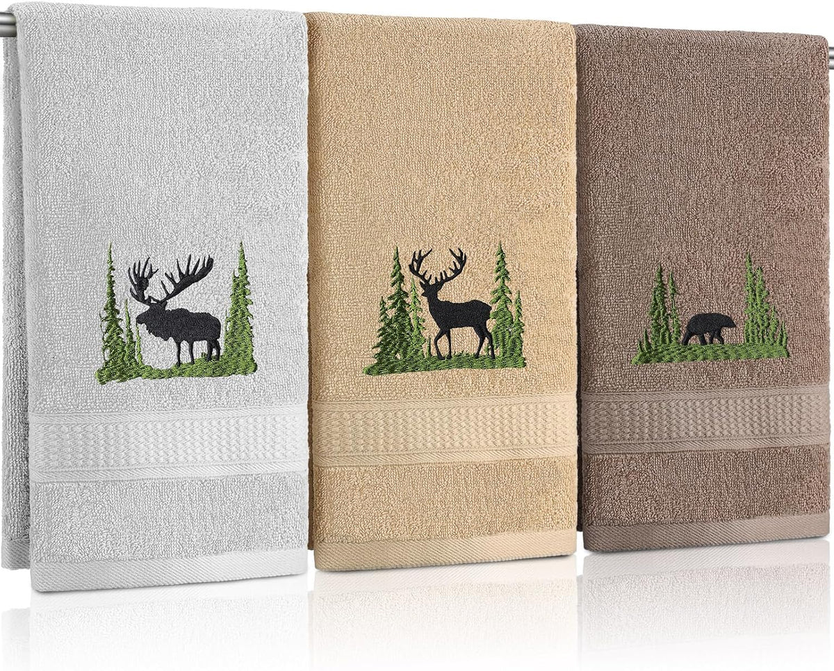 3 Pcs Eucalyptus Leaves Hand Towels for Bathroom Kitchen Decor