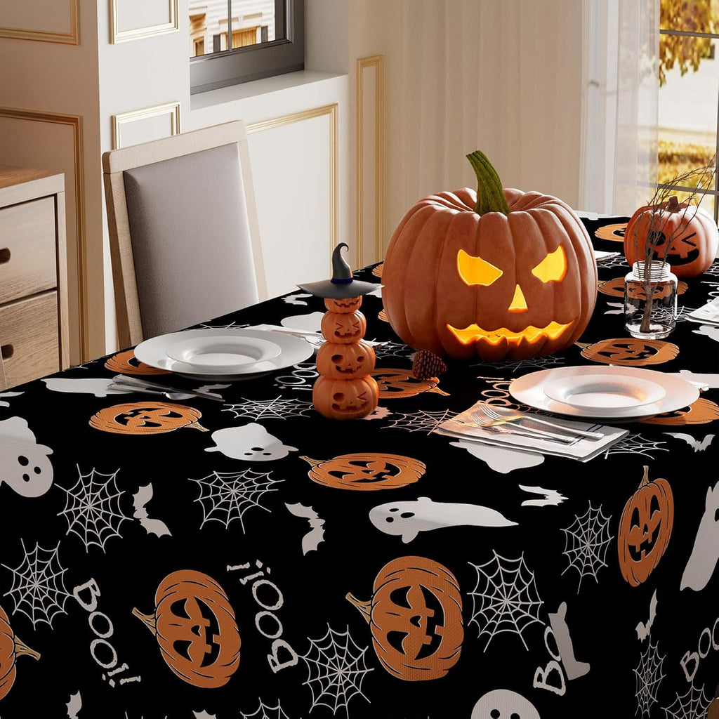XCHI Halloween Spooky Ghost Rectangle Tablecloth Decorations 60x84 Inch