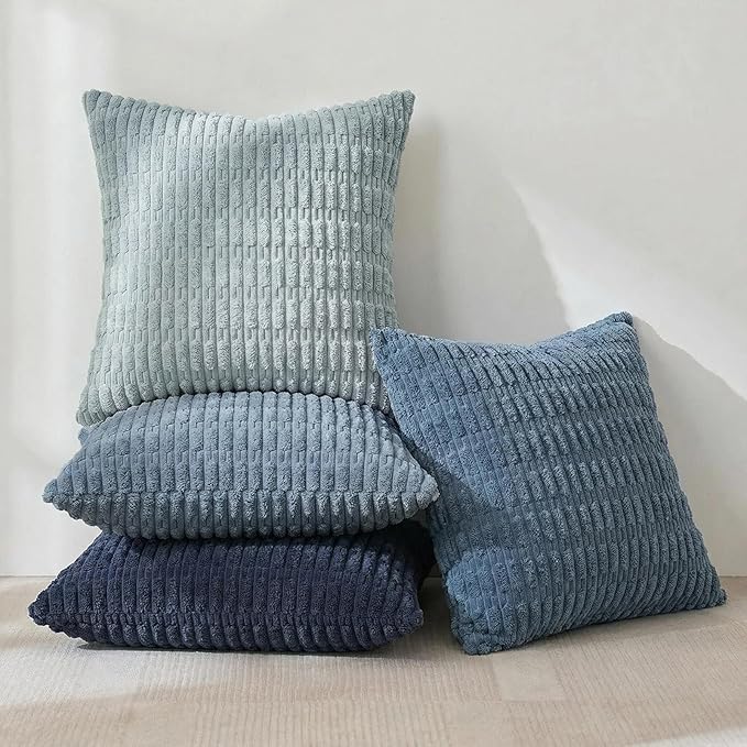 Fancy Homi Set of 4 Blue Decorative Throw Pillow Covers 16x16 Inch - Image 2