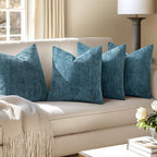 MIULEE Pack of 4 Couch Throw Pillow Covers 20x20 Inch Smoke Blue Soft - Image 5