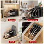 ORDORA Expandable Pot and Pan Organizer with 10 Adjustable Dividers