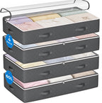 Budding Joy 60L Under Bed Storage Containers, 4 Pack Closet Organizers Grey